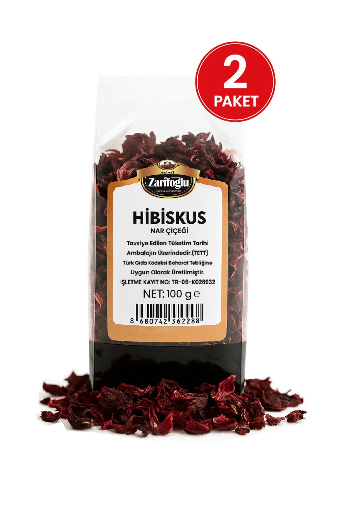 Hibisküs Nar Çiçeği Otu Bitkisi Şifalı Bitkiler Mekke Gülü Hibüsküs Hübüsküs 2 X 100 gr